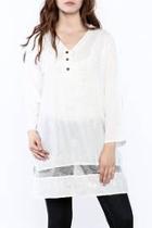  Sheer Embroidered Tunic Top