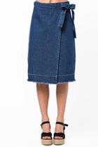  Raw Hem Wrap Skirt