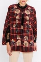  Plaid Embroidered Cape