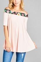  Touch Of Floral Off The Shoulder Tee