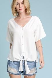  White Button-up-tie Blouse