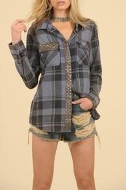  Studded Flannel Top