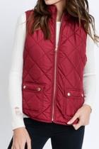  Wine-colored Quilted Vest