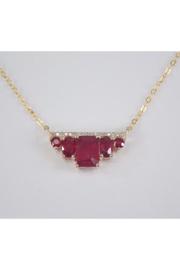  Yellow Gold 1.50 Ct Diamond And Emerald Cut Ruby Bar Necklace Pendant 17 Chain July Gemstone