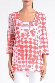  Coral Dot Mesh Top
