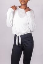  Tie-front Sweater White