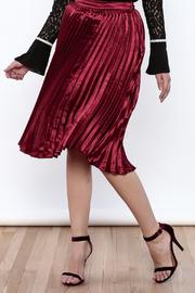  Red Satin Pleated Skirt