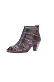  Black Leather Heeled Sandal