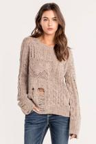  Taupe Distressed Sweater