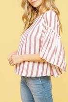  Bell-sleeve Striped Top