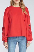  Lucille Tie Sleeve Red Pullover