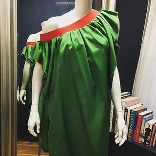  Green Off Shoulder Dress