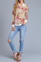  Floral Zipper Jacket