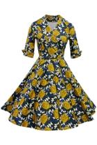 Ava Mustard Rose Dress