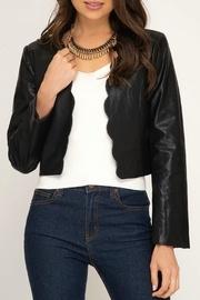  Scallop Leather Jacket