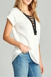  White Laceup Shirt Top