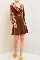  Brown Embroidered Dress