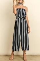  Strapless Stripe Jumpsuit