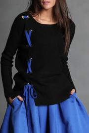  Vicky Contrast Lace Up Sweater