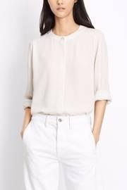  Collarless Pleat Back Blouse