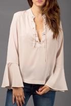 Belle-sleeve Laced-up Top