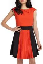  Orange Pleated Dress