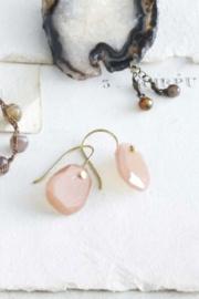  Pin Earrings With Pink Moonstone