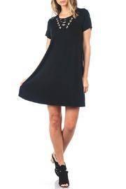  Lace Up Black Dress