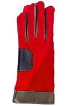  Red Colorblock Leather Glove