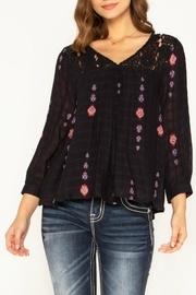  Embroidered Navy Top