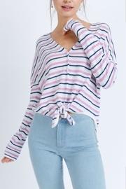  Stripe Tie-front Top
