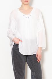  V-neck Eyelet Detail Top