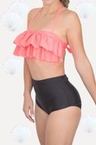  Coral Black Bikini-set