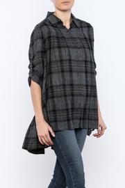  Plaid Ruffle Button-down