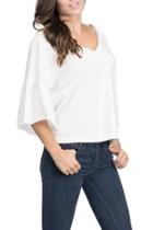  Bell-sleeve Jersey-top, White