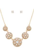  Pearls Rhinestone Necklace-earrings