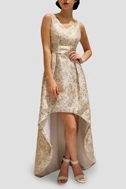  Asymmetric Brocade Dress