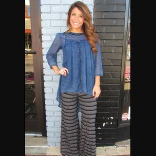  Denim High Low Top