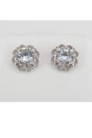  Aquamarine And Diamond Stud Earrings Halo Flower Wedding Studs 14k White Gold March Gemstone