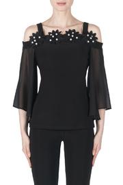  Pearl & Floral Emb Cold Shoulder Blouse
