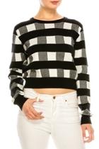  Black-white Gingham Sweater