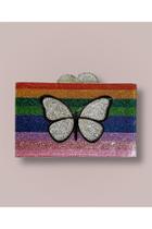  Bari Lynn/ Elizabeth Sutton Butterfly Rainbow Acrylic Box Clutch