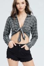  Houndstooth Wrap Top