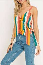  Linen Stripe Button Down Top