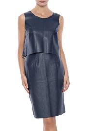  Blue Faux Leather Top