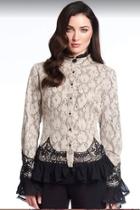  Faux Sued Lace Blouse