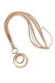  Double Ring Leather Necklace