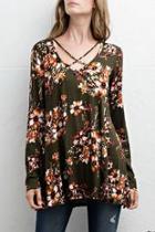  Olive Floral Top