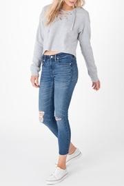  Cropped Lace Up Hoodie