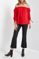  Red Ruched Top